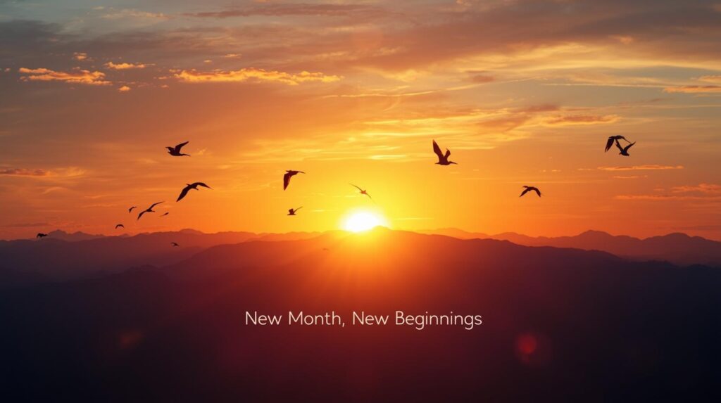 Motivational October Quotes with sunrise and new beginnings theme