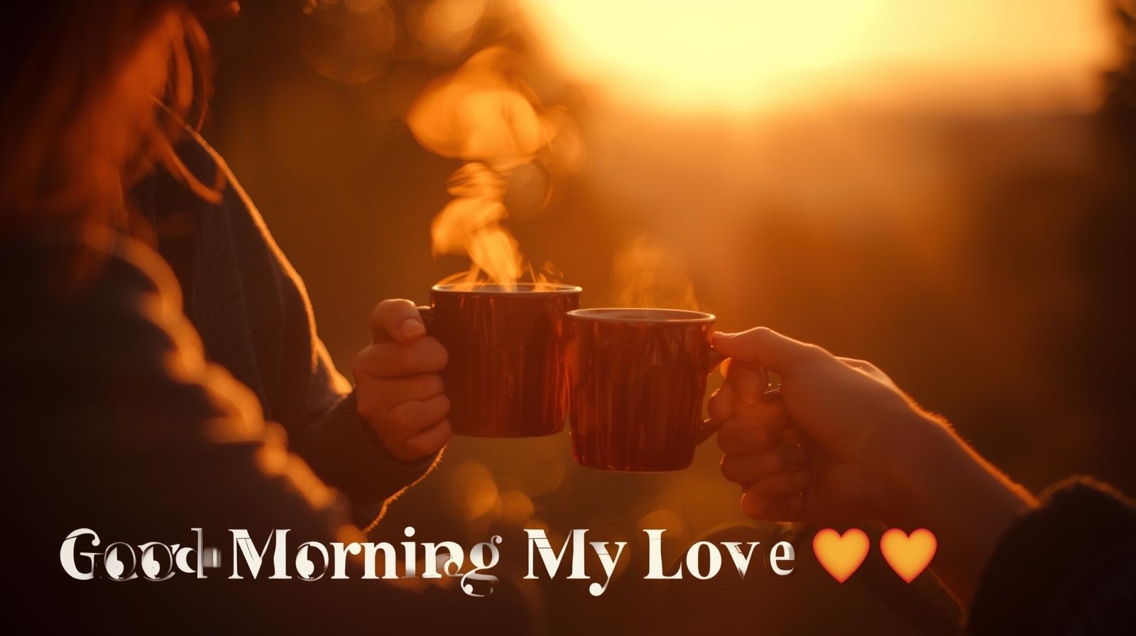 Romantic couple sharing coffee at sunrise – romantic good morning messages for her