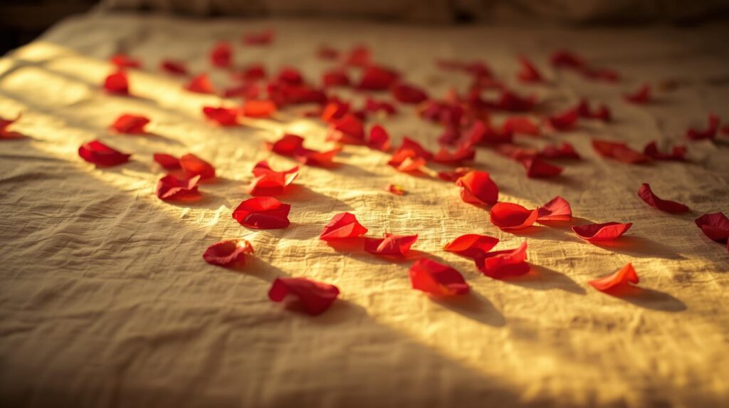 Morning sunlight with roses – symbol of love and affection